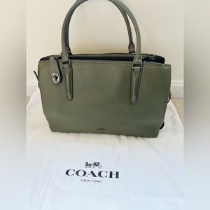 Coach Pebble Leather Brooklyn 34 Satchel - Surplus Green